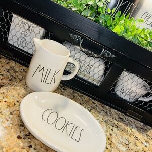 Rae Dunn Cream Milk Jug and Cookies Plate Set